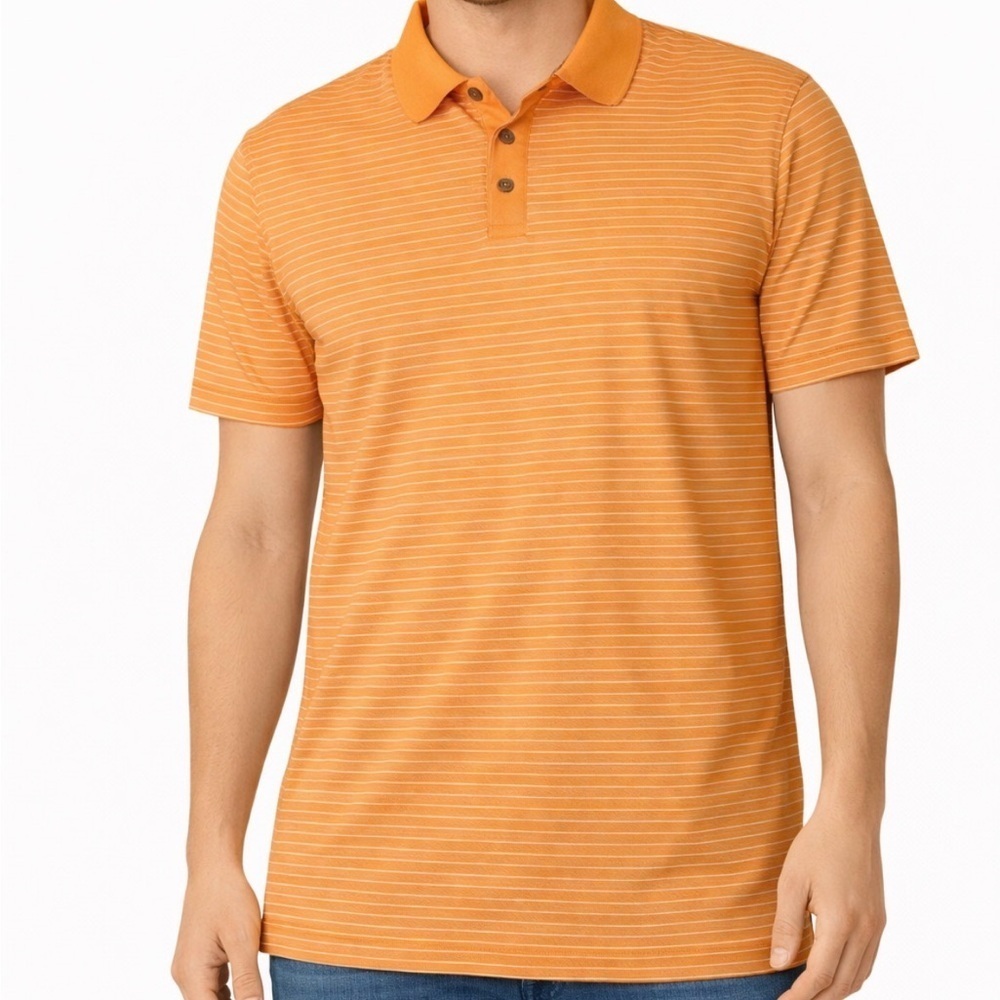 Kirkland men’s golf polo orange white striped SZ XL